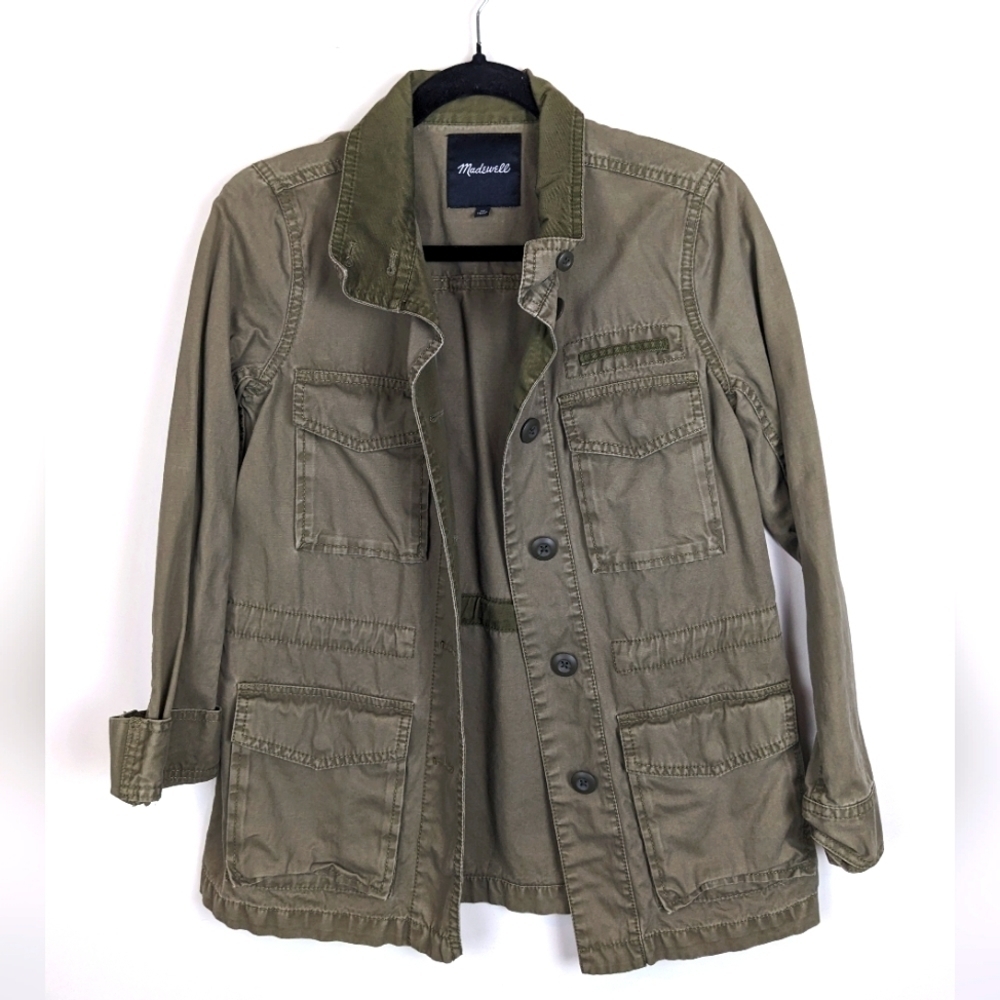 Madewell Military Button Front Green Coat XS